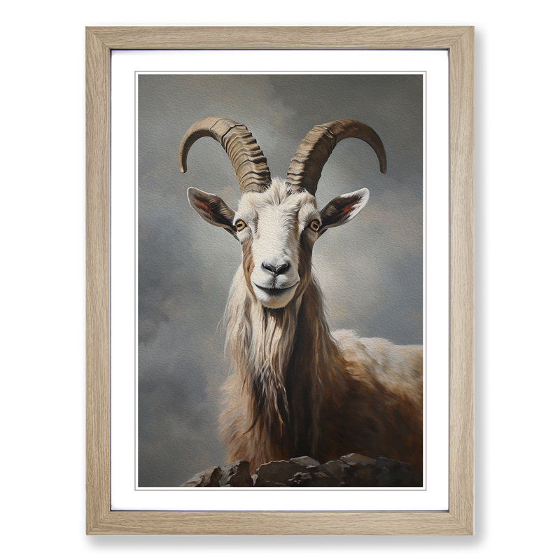 Goat Hard Edge Painting - Single Picture Frame Print on Wood
