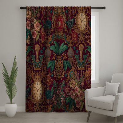 Ornate Floral Clocks, rideaux transparents et occultants pour fenêtre