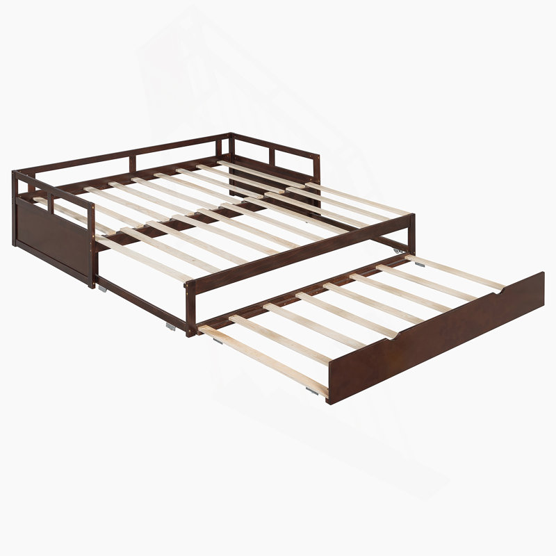 Extending Daybed With Trundle, Wooden Daybed With Pull-Out Bed For Extra Sleeping Space And Versatility, Ideal For Guest Rooms And Sleepovers