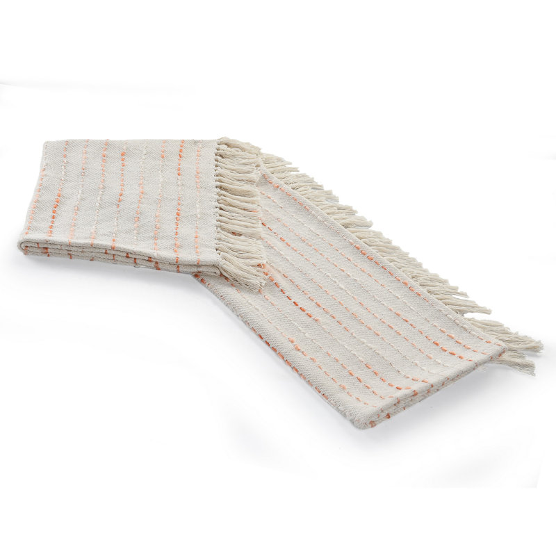 Handwoven Cotton Blend Striped Reversible Throw Blanket