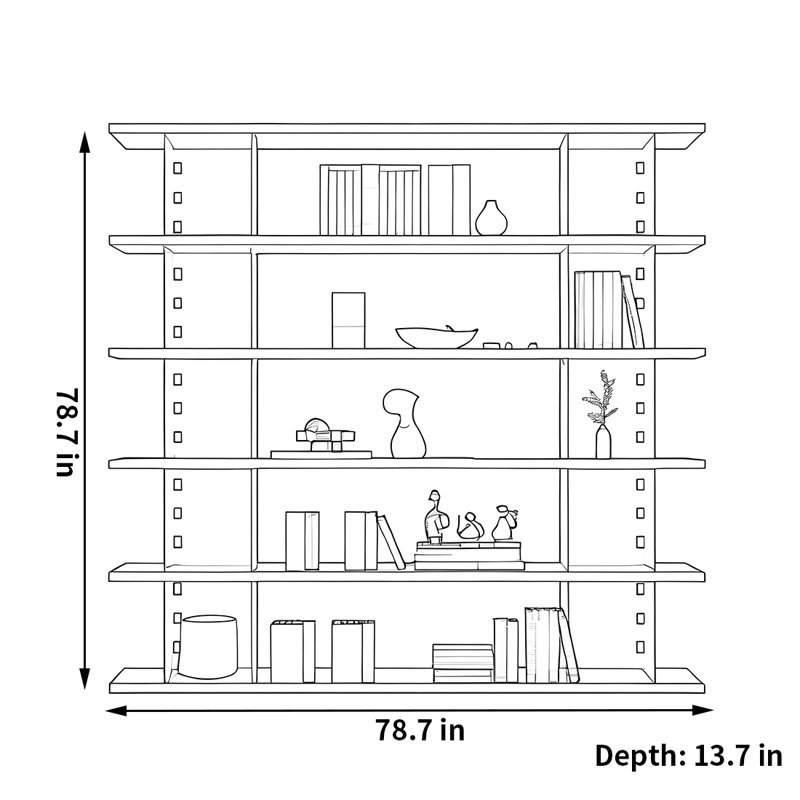 Une bibliothèque aux tendances personnalisées, (5 tablettes) H 78,7 po x l 78,7 po x P 13,7 po