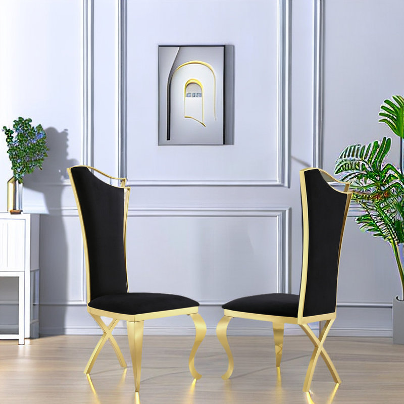 Chaise d'appoint en velours noir Hudhaifa