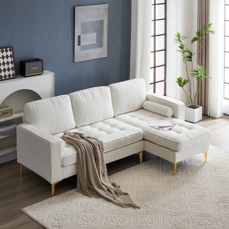 Canapé modulaire rembourré 85,83 po, Mélange de polyester blanc