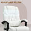 Fauteuil de bureau à 6 points de massage vibratoire avec repose-pieds blanc