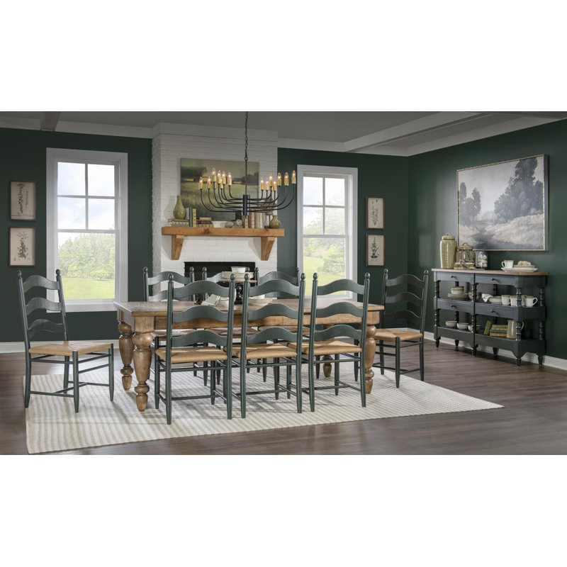 Country Living Vintage Market Turned Bobbin Leg Console Table (2 Open Shelves), Green