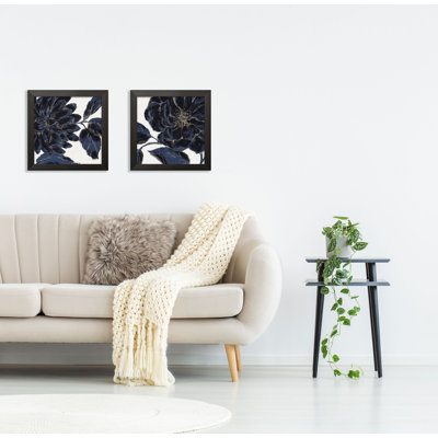 «Stunning Navy Blue and Gold Flower», ensemble de 2 reproductions