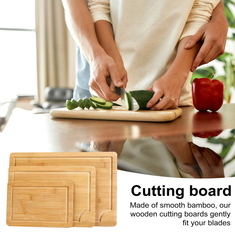 Ensemble de planches à découper en bambou 3 pièces pour cuisine