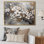 Harmonie I de cerisier blanc et gris - art mural floral pour le salon