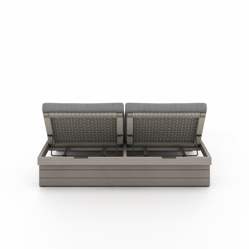 Leroy Outdoor Teak Chaise Lounge, Weathered Gray, Stone Gray