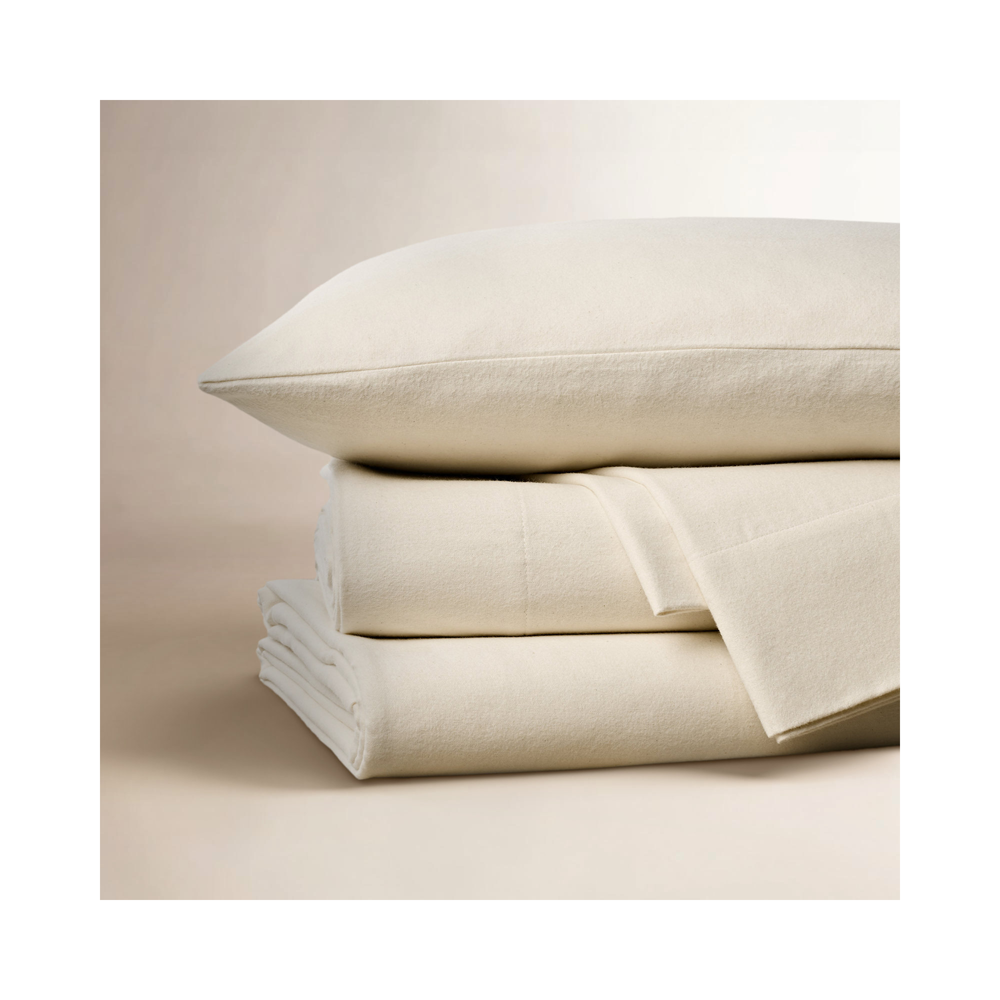 Cloud Flannel Pillowcase, Ivory, King Pillowcase