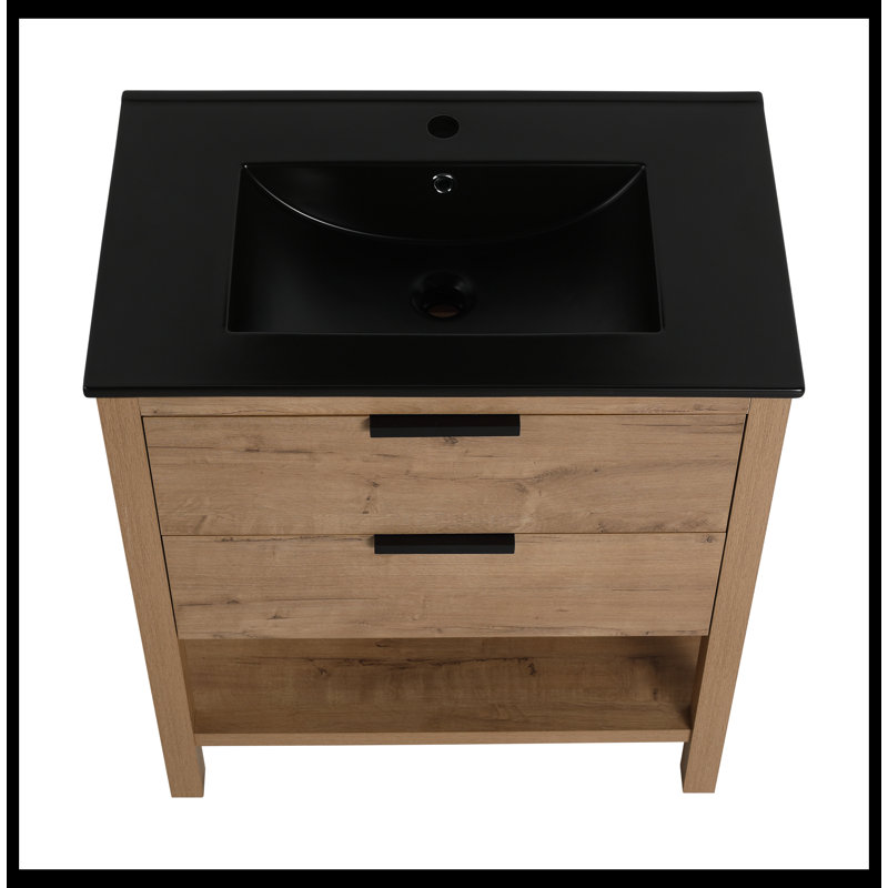 Meuble-lavabo simple avec plateau 30,00 po Deneisha, Noir