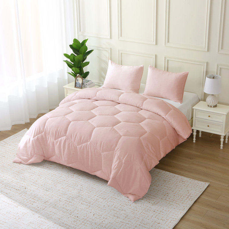 Ensemble d'édredon surdimensionné en microfibre Better Style Home, Édredon pour très grand lit + 2 taies décorativ, Rose