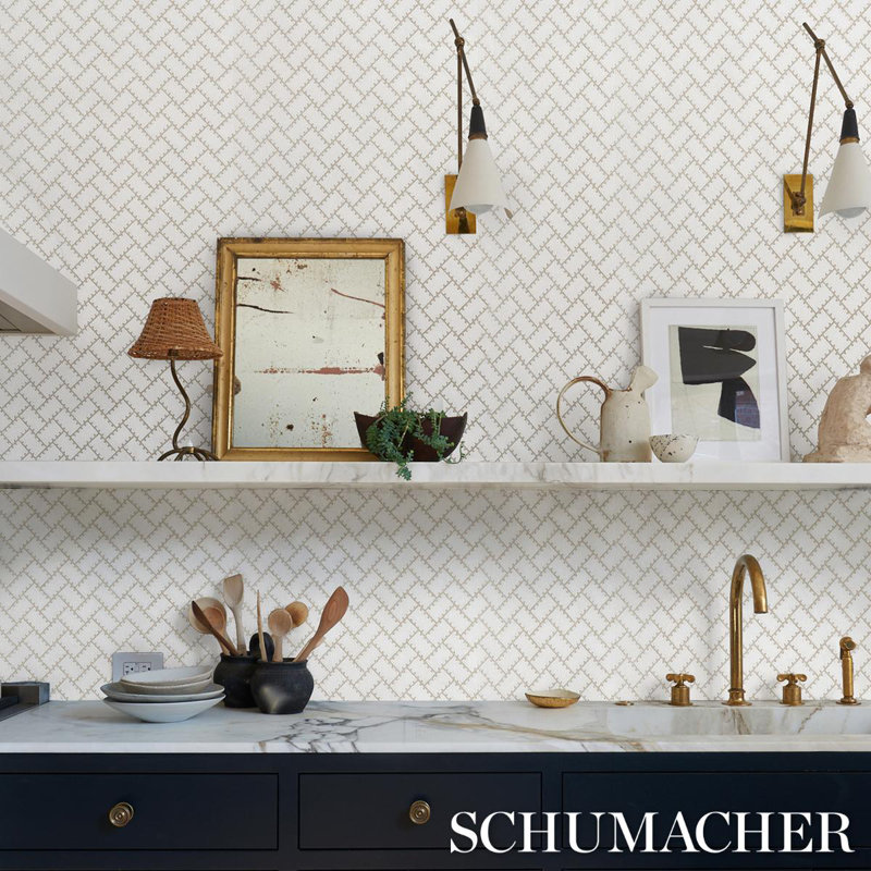 Schumacher x Neisha Crosland Parterre Wallpaper, Gold