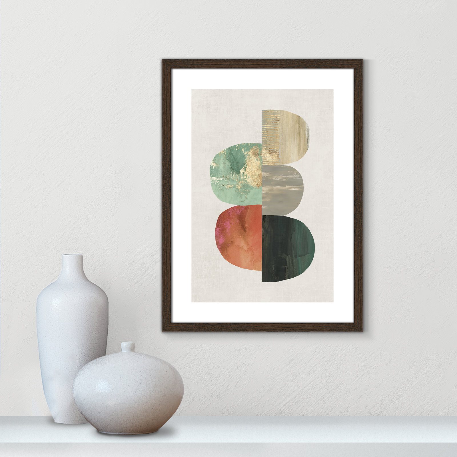Evolving Energy I - Painting Print, Picture Framed Paper, 23" H x 17" W, Walnut Wood