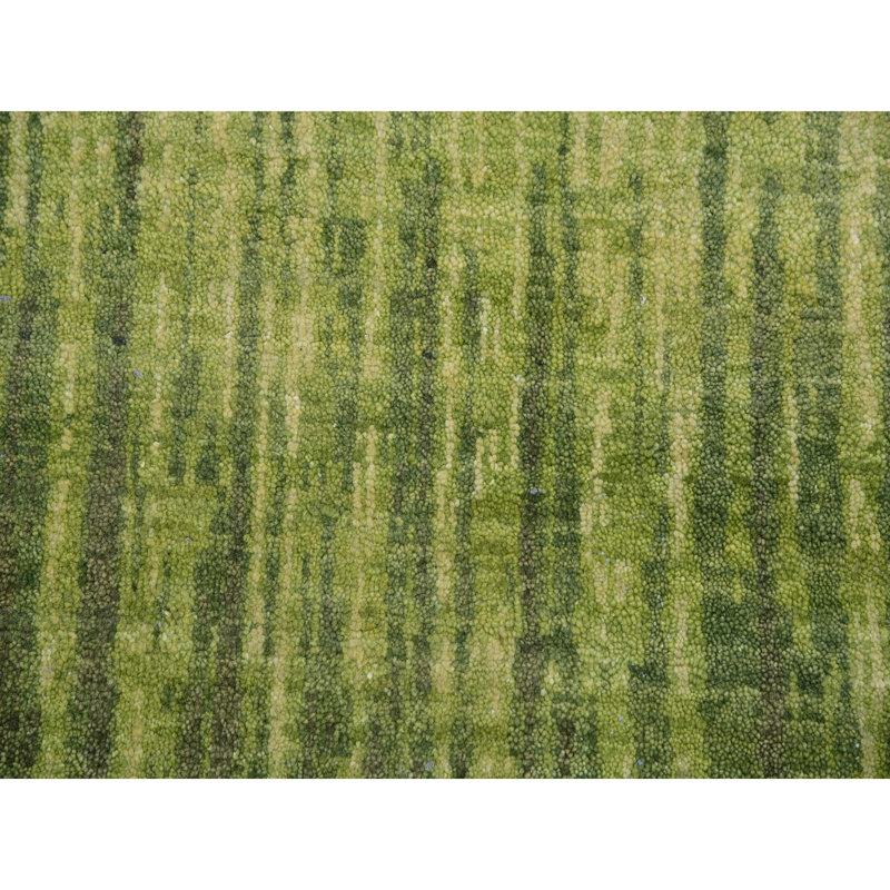 10'x14'4" Herbal Green Hand Knotted Vertical Ombre Design Soft Wool Rug 63C4A770E0A942F491B3BF0523DCD400