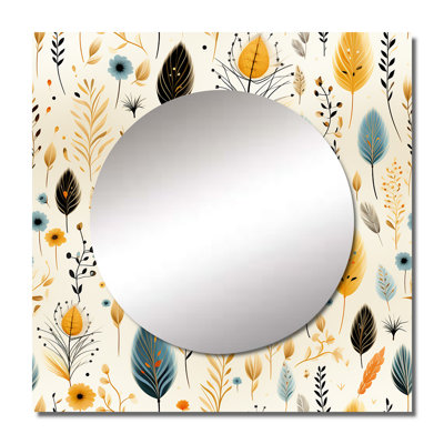 Earthy Elegance Boho Pattern IV - Floral Large Square Mirror For Wall Art Decor
