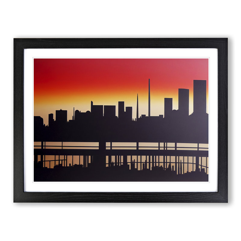 Engaging Skyline Architecture - Single Picture Frame Print, 25cm H x 34cm W x 2cm D, Black Framed