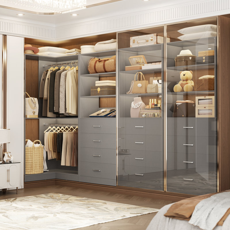 Système d'organisation l 54 po avec tiroirs et tringles de suspension, Gris
