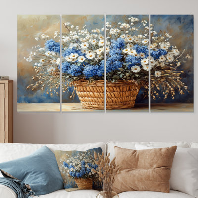Ensemble de fleurs bleues et blanches