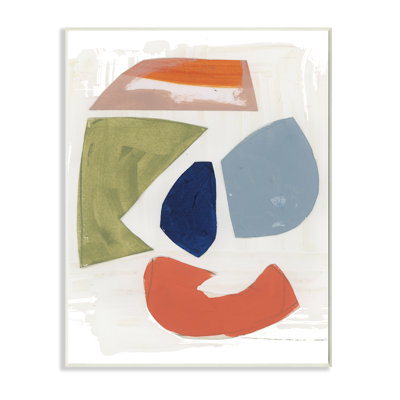 Collage de formes abstraites, vert, orange et bleu par un artiste inconnu - impression