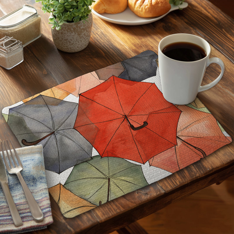 Object Red Braided Polyester Placemat - The Umbrellas of Petit Champlain
