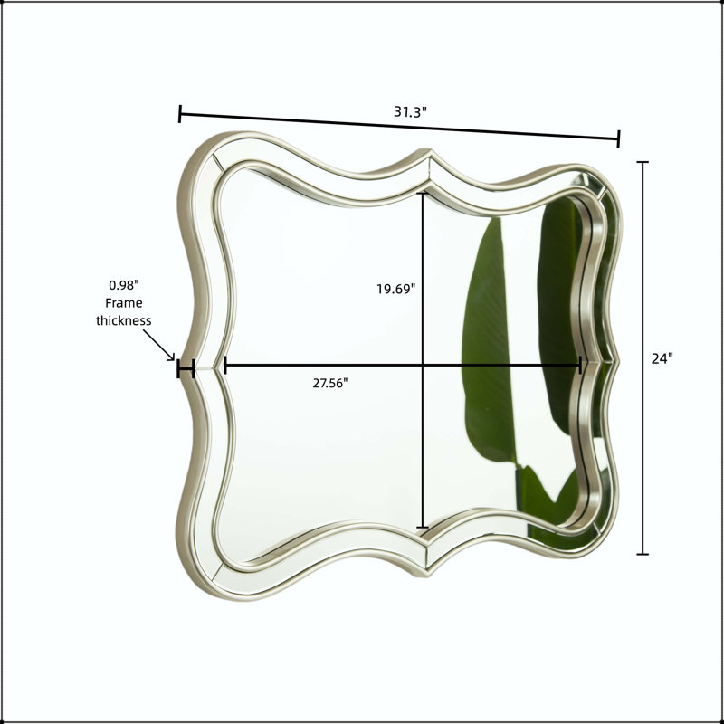 Wave-Shape PU Mirror with Gold Frame in Light Luxury Style