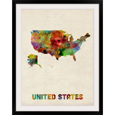 «United States Watercolor Map» par Francy, impression d'art graphique