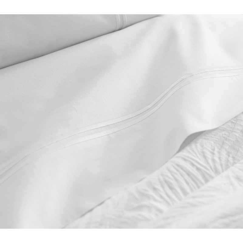 Ensemble de draps Last Mango - Double bordure | Percale de coton 200TC, Ensemble de draps pour grand lit, Blanc