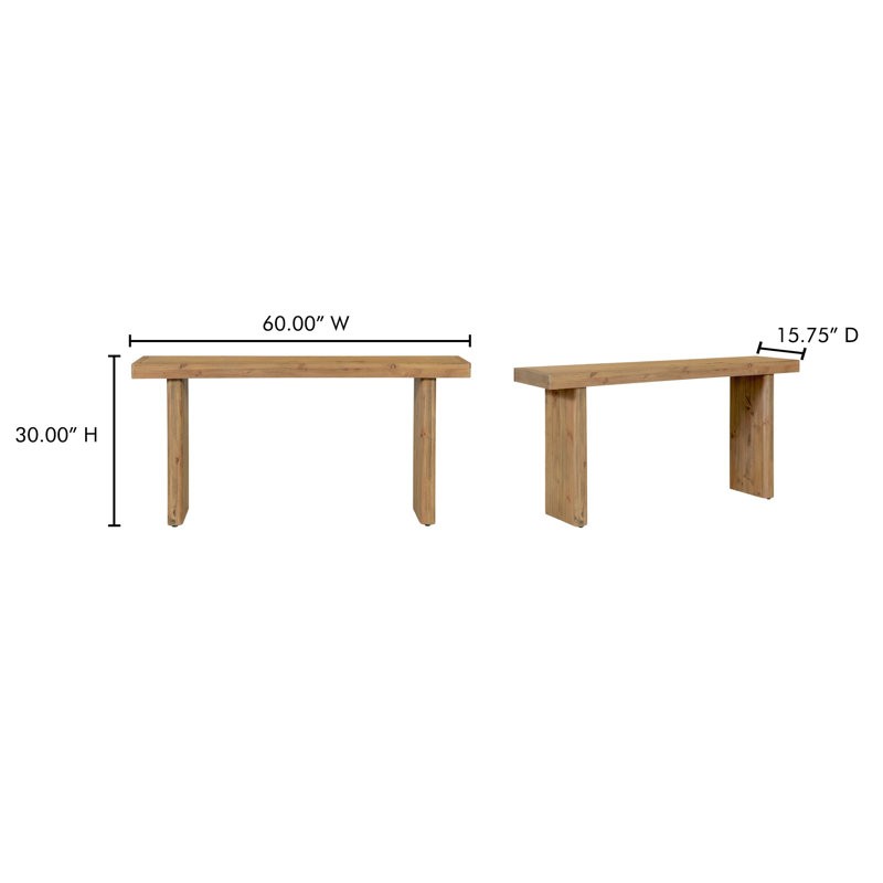 Monterey 60'' W Solid Wood Console Table, Aged Brown
