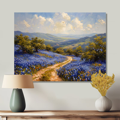 Bleu et vert pré d'été charme bleu Bonnets IV - décor mural bleu Bonnets