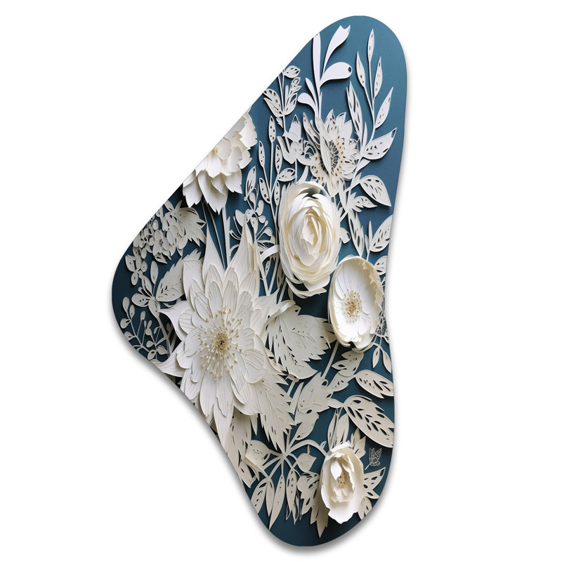 Whitehaven - Bouquet Boomerang en forme d'art mural métallique asymétrique, H 39 po x l 21 po