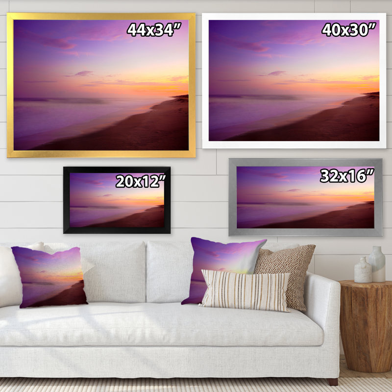 Mauve lever de soleil - reproduction d'art sur toile nautique et côtière, H 12 po x l 8 po x P 1 po, Cadre noir