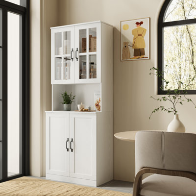 Garde-manger 71 po x l 23,6 po avec bibliothèques et huche de porte en verre