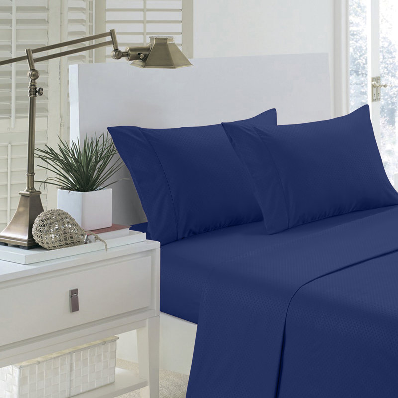 Ensemble de draps en micro-fibre, Bleu marine, Ensemble de draps pour grand lit + un drap-housse 