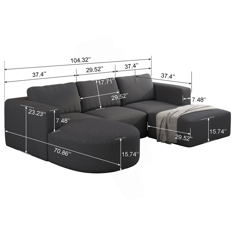 Canapé-lit modulaire modulaire, canapé modulaire avec méridienne et repose-pieds, ensemble de canapé modulaire en U convertible, canapé de salon