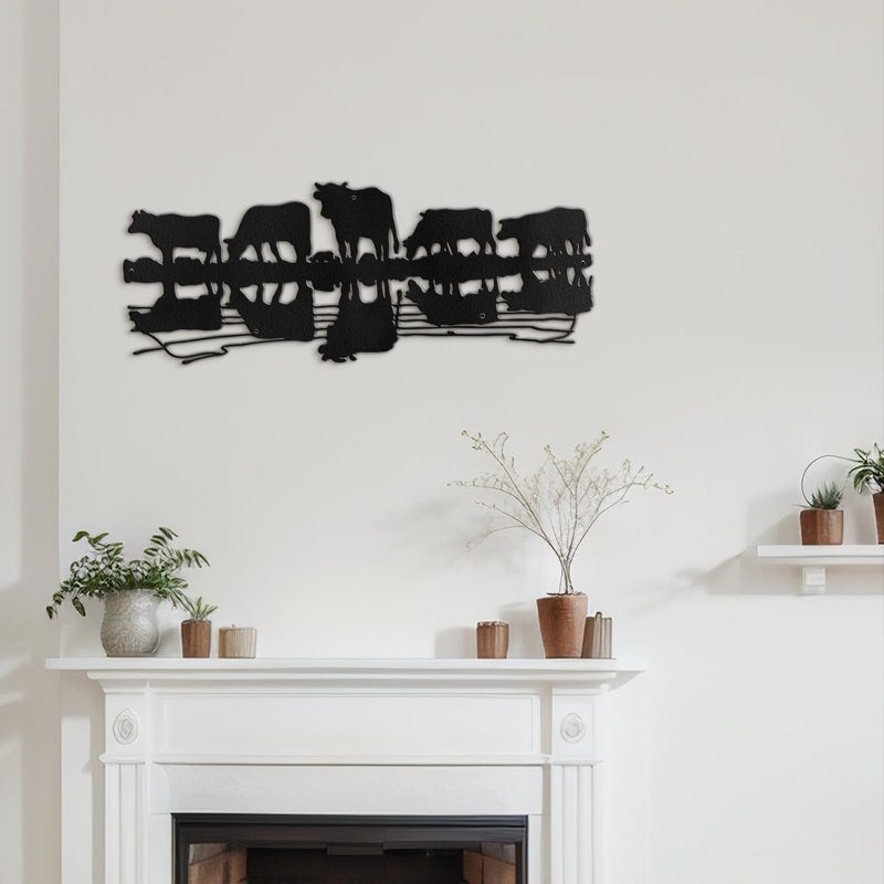 Wall Decor Metal, 12" H x 36" W x 0.05" D, Black