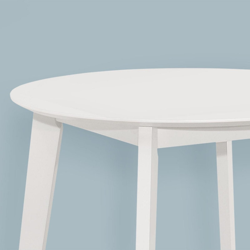 Table de salle à manger, ronde, petite, cuisine, salle à manger, placage, pieds en bois, transitionnel, Blanc