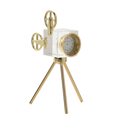 Analogue Crystal Tabletop Clock in Gold/White