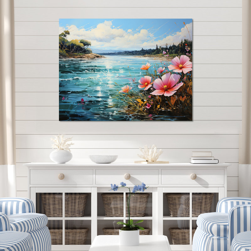 Plage, paradis tropical, pointillisme III, plage, reproduction d'art sur toile, H 30 po x l 40 po, Toile tendue
