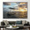 Coucher de soleil, art mural coucher de soleil avec bateau - impression sur toile inspirée de la nature