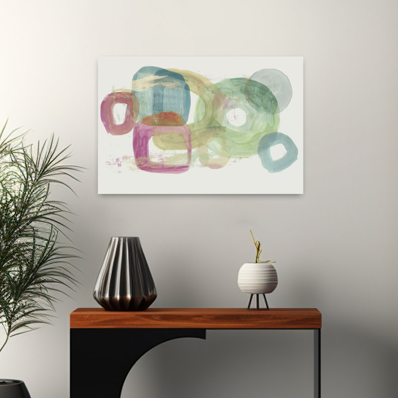 Art moderne géométrique abstrait délicat, H 16 po x l 24 po
