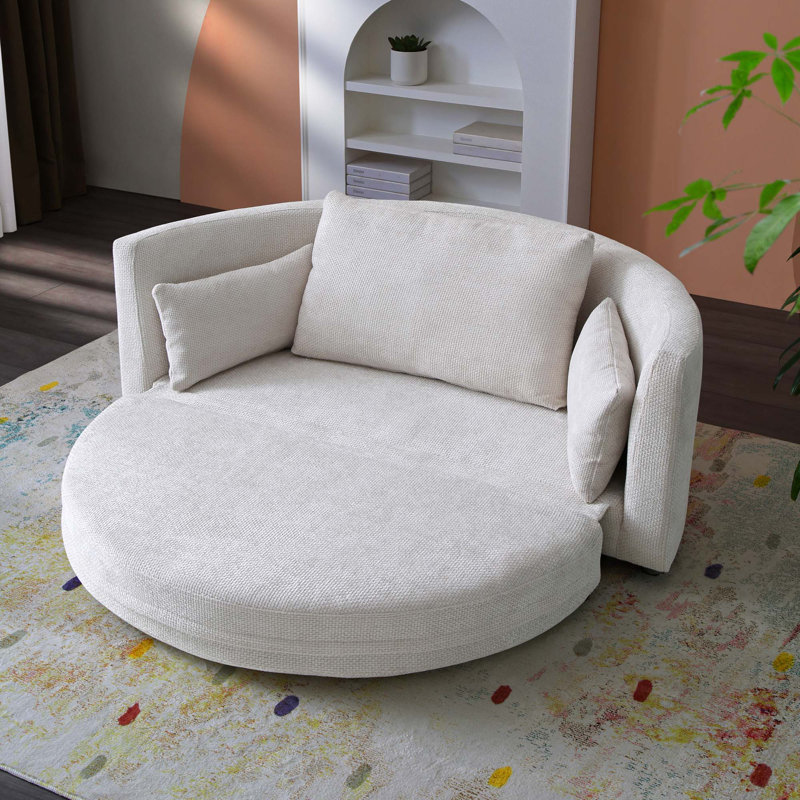 Canapé-lit pliable, canapé-lit de plancher, lit circulaire, futon réglable, canapé de salon, Beige