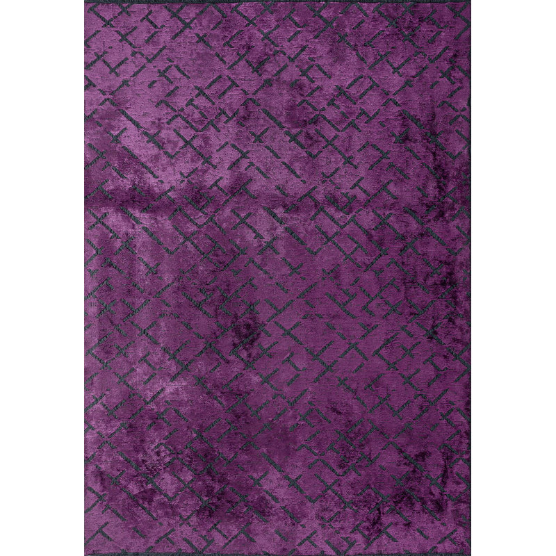 Rapture Abstract Area Rug in Purple, Rectangle 9' x 12'