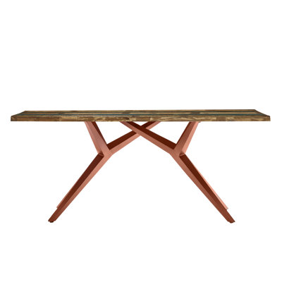 Maura Solid Wood Top Metal Base Dining Table