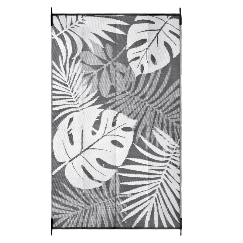 plant pattern indoor/outdoor garden patio rug waterproof grey white，leaves area rug, 6*9ft/183*274cm