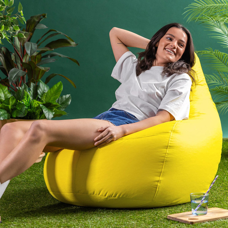 Dalton Water-Resistant High Back Recliner Bean Bag, Ochre Yellow