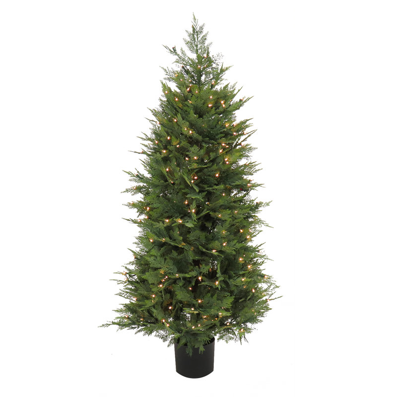The Holiday Aisle® 5 ft. Pre-Lit Cypress Tree in Nursery Pot