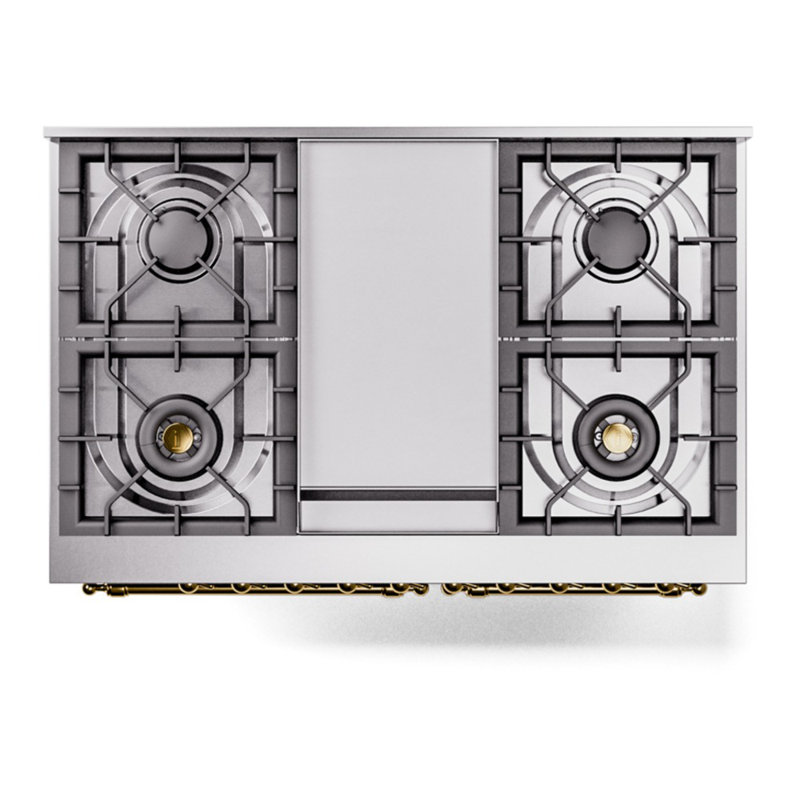 ILVE Nostalgie II 40 in Dual Fuel Range, Graphite Matte/Brass, Liquid Propane
