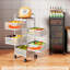 5-Tier Rotating Kitchen Storage Cart – Thickened Carbon Steel Organizer with Wheels, Top Lid & Rotating Fruit/Vegetable Basket – No Assembly – Black-133653920