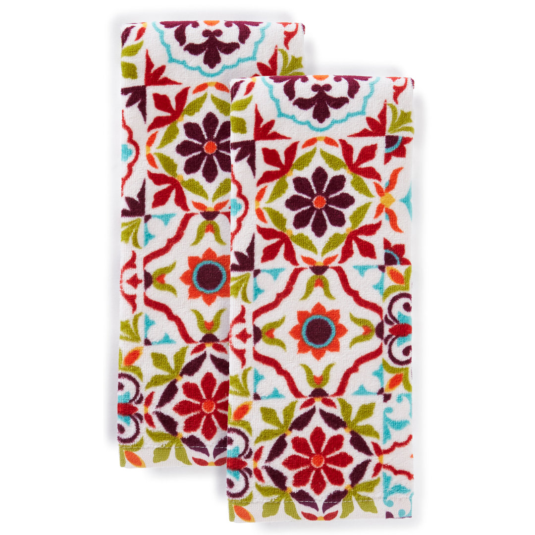 Fiesta Worn Tiles Kitchen Towels Set (Set of 2) Fiesta